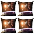 thumbnail image 1 of Ambesonne Galaxy Throw Pillow Cover 4 Pack, Space View Solar System, 16", Magenta Orange, 1 of 6