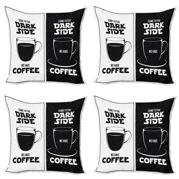 Ambesonne Galaxy Throw Pillow Cover 4 Pack, Space and Coffee Themed, 16", Black White