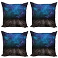 thumbnail image 1 of Ambesonne Galaxy Throw Pillow Cover 4 Pack, Space from Home View, 16", Purple Blue Brown, 1 of 7