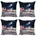 thumbnail image 1 of Ambesonne Galaxy Throw Pillow Cover 4 Pack, USA Flag and Astronaut, 16", Grey Dark Blue, 1 of 6