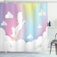 thumbnail image 1 of Ambesonne Galaxy Unicorn Shower Curtain, Rampant Horse Clouds, 69"Wx84"L, White Soft Pink Yellow, 1 of 4