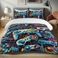thumbnail image 1 of Ambesonne Gamers Theme Duvet Cover Set, Graffiti Style Geek, Twin, Blue Magenta, 1 of 4