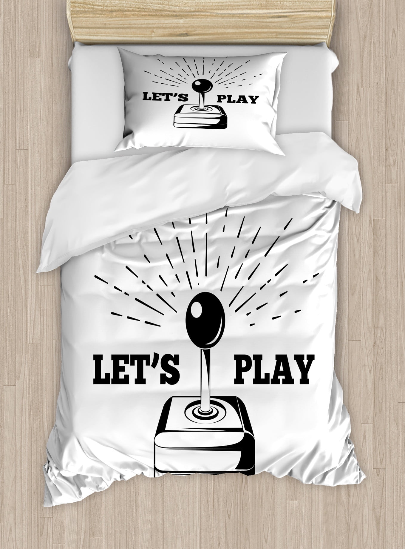 Ambesonne Gaming Duvet Cover Sets, 80's Arcade Games Room Item, 2Twin