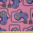 thumbnail image 1 of Ambesonne Gaming Fabric by the Yard Microfiber, Cabled Joystick Illustration, 10 Yards, Pink Violet Blue, 1 of 2