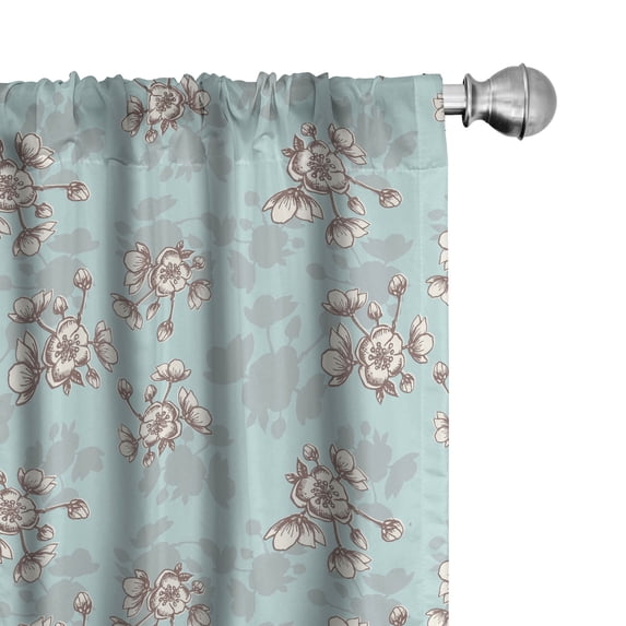 Ambesonne Garden Window Curtains, Hand Sketch Wedding Romantic, Each 28" W x 95" L, Pale Blue Grey White