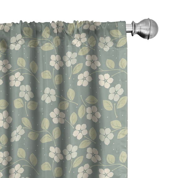 Ambesonne Garden 4-Panel Curtains, Pastel Summer Flowers Art, 56"x63", Grey Teal Pale Green