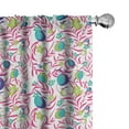 thumbnail image 1 of Ambesonne Garden Window Curtains, Retro Leaves and Fruits Art, Each 28" W x 84" L, Apple Green and Hot Pink, 1 of 4