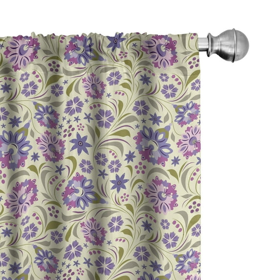 Ambesonne Garden Art Window Curtains, Pale Toned Pattern, Each 28" W x 63" L, Pale Green Lavender