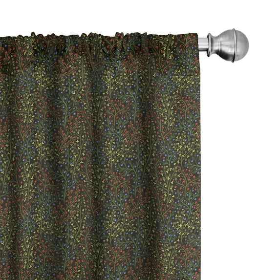 Ambesonne Garden Art 4-Panel Curtains, Wildlife of Forest, 56"x63", Royal Blue Army Green