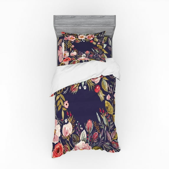 Ambesonne Garden Art Bedding Set 3 Pcs, Flower Arrangement, Twin XL, Multicolor