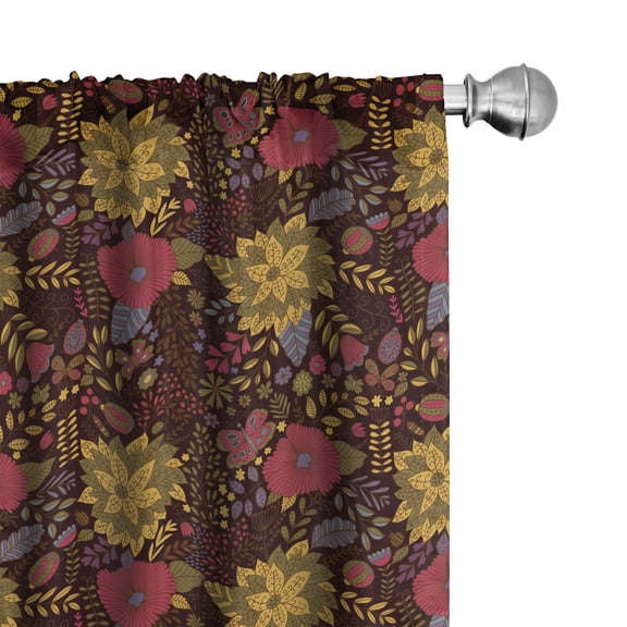 Ambesonne Garden Art Curtains, Flourishing Nature Art, Pair of 28"x63", Multicolor