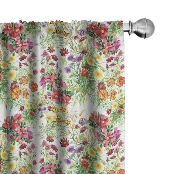 Ambesonne Garden Art Curtains, Watercolor Peony, Pair of 28"x84", Multicolor