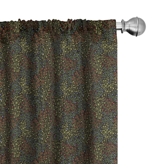 Ambesonne Garden Art Curtains, Wildlife of Forest, Pair of 28"x63", Royal Blue Army Green