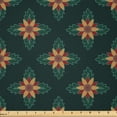 thumbnail image 1 of Ambesonne Garden Art Fabric by the Yard Microfiber, Ornate Flower Design, 2 Yards, Apricot Ruby Dark Green, 1 of 2