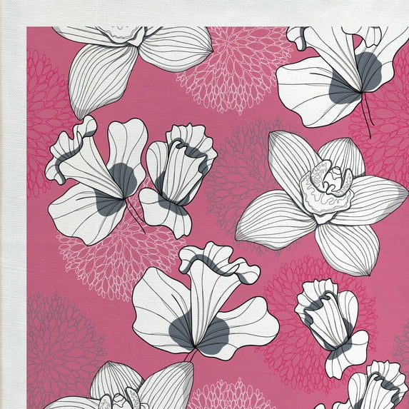 Ambesonne Garden Art Fabric by the Yard Upholstery, Sketch Flower Motifs, 5 Yards, Pink Grey and White