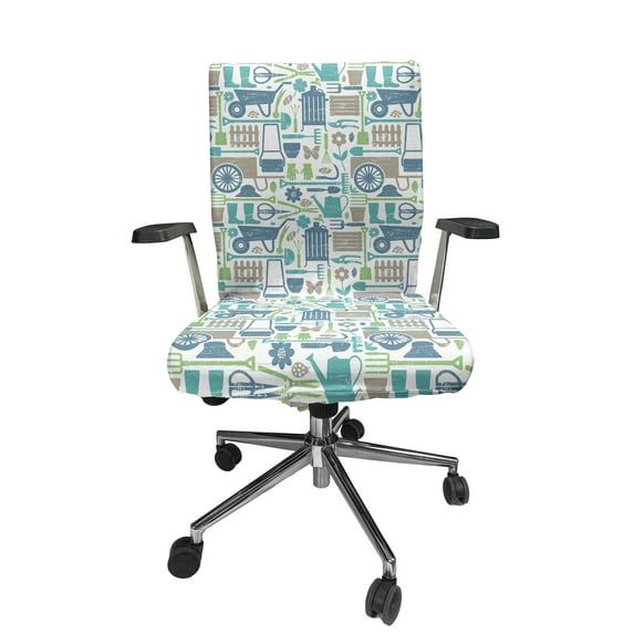 Ambesonne Garden Art Office Chair Cover Stretchable High Back, Farming Agriculture Yard, White and Multicolor