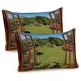thumbnail image 1 of Ambesonne Garden Art Pillow Sham 2 Pack, Window to Fresh Backyard, 36"x20", Olive Green Redwood, 1 of 1