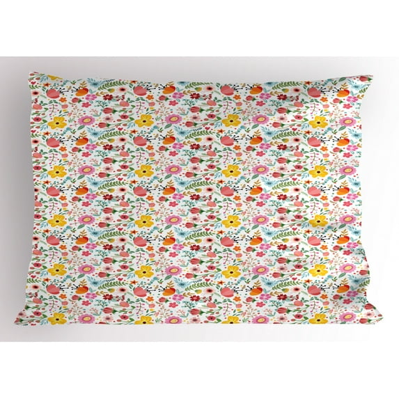 Ambesonne Garden Art Pillow Sham, Herbs and Flowers, 26" X 20", Multicolor