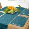 thumbnail image 1 of Ambesonne Garden Art Table Runner & Placemats, Curly Branches Bubbles, Placemat 4 pcs + Runner 16"x72", Petrol Blue and Seafoam, 1 of 2
