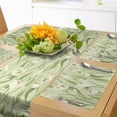 thumbnail image 1 of Ambesonne Garden Art Table Runner & Placemats, Spring Flora Bouquet, Placemat 4 pcs + Runner 16"x90", Pale Green Orange Cream, 1 of 2