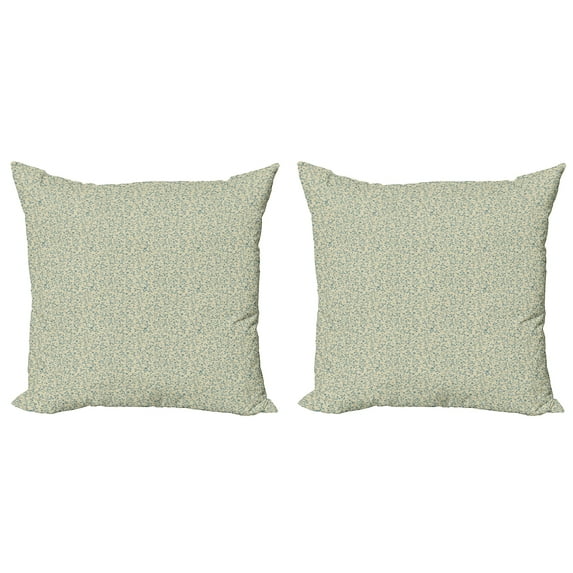 Ambesonne Garden Art Throw Pillow Cover 2 Pack, Leaves Blossoms, 16", Beige and Pale Grey