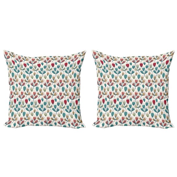 Ambesonne Garden Art Throw Pillow Cover 2 Pack, Sketch Summer Garden, 18", Multicolor