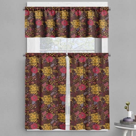 Ambesonne Garden Art Valance & Curtain, Flourishing Nature Art, 55"x36", Multicolor
