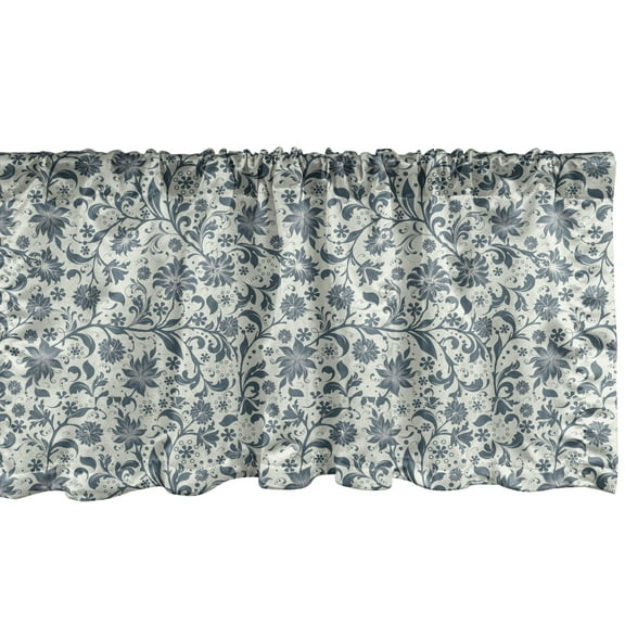 Ambesonne Garden Art Window Valance, Botanical Abstract, 54" X 18", Beige Slate Blue
