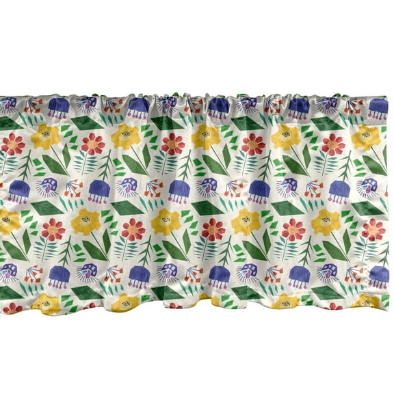 Ambesonne Garden Art Window Valance, Colorful FieldFlowers, 54" X 18", Ivory Multicolor