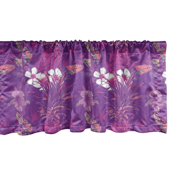 Ambesonne Garden Art Window Valance, Leaves Summer, 54" X 18", Violet Magenta