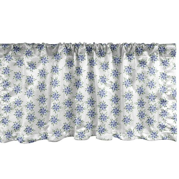 Ambesonne Garden Art Window Valance, Pastel Watercolor Flora, 54" X 12", Ceil Blue Green and White