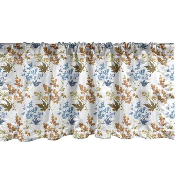 Ambesonne Garden Art Window Valance, Rustic Theme with Leafy Branches Autumn Season Theme Rural Countryside Pattern, Curtain Valance for Kitchen Bedroom Decor with Rod Pocket, 54" X 12", Multicolor