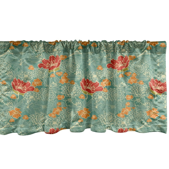 Ambesonne Garden Art Window Valance, Silhouettes of Petals, 54" X 12", Multicolor