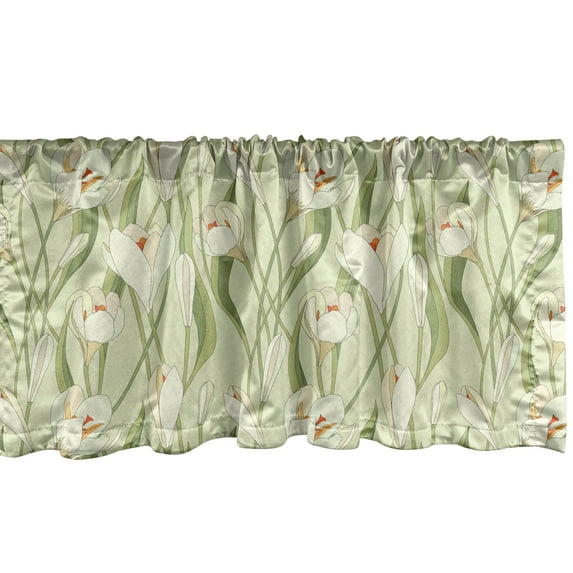 Ambesonne Garden Art Window Valance, Spring Flora Bouquet, 54" X 18", Pale Green Orange Cream