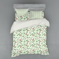 thumbnail image 1 of Ambesonne Garden Bedding Set 4 Pcs, Raspberry Leaves Petals, Queen, Pink Fern Green Violet, 1 of 3
