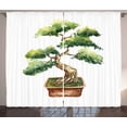 thumbnail image 1 of Ambesonne Garden Curtains 2 Panel Set, Watercolor Bonsai Hand Drawn, 108" x 63", Pale Brown Green, 1 of 3