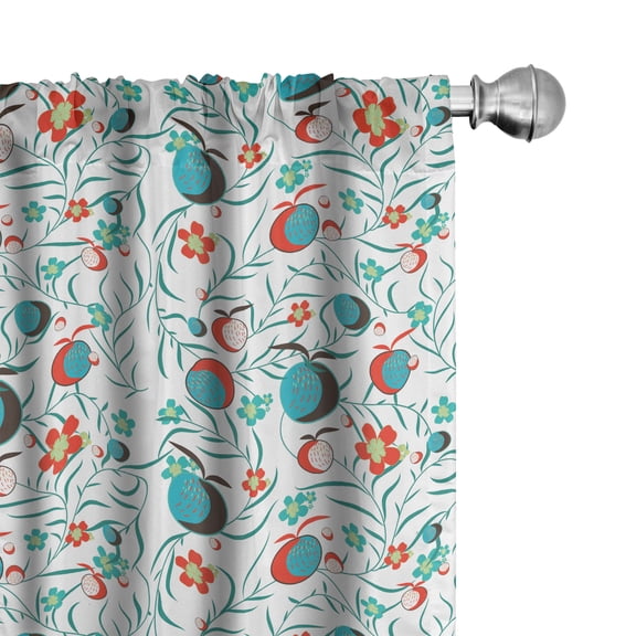 Ambesonne Garden Curtains, Abstract Foliage Fruits, Pair of 28"x63", Dark Brown Vermilion