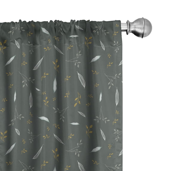 Ambesonne Garden Curtains, Falling Leaves Art Sketchy, Pair of 28"x95", Pale Coffee White Grey