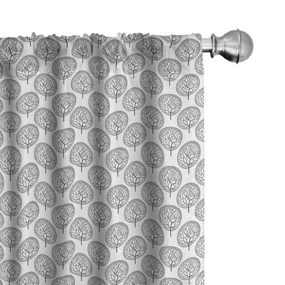 Ambesonne Garden Curtains, Leaves Circles, Pair of 28"x63", Grey White