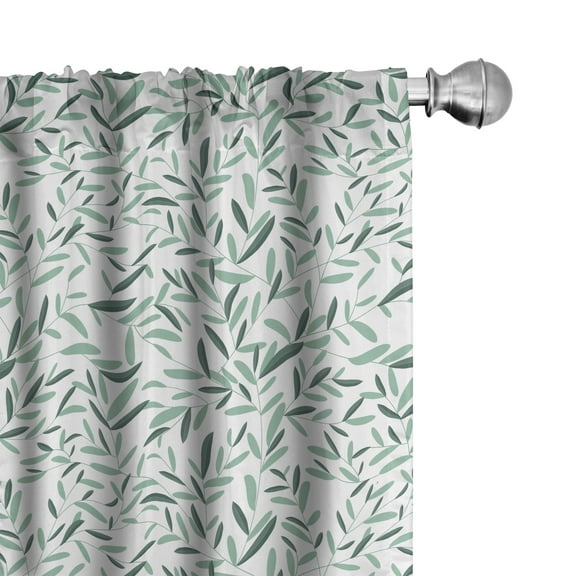 Ambesonne Garden Curtains, Olive Branches, Pair of 28"x95", Almond Green Green