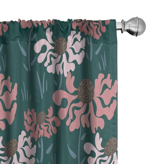 Ambesonne Garden Curtains, Scandinavian Scattered Plot, Pair of 28"x84", Dried Rose and Forest Green
