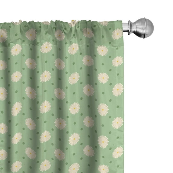 Ambesonne Garden Curtains, Spring Plants Yard, Pair of 28"x84", Pale Green Cream Yellow