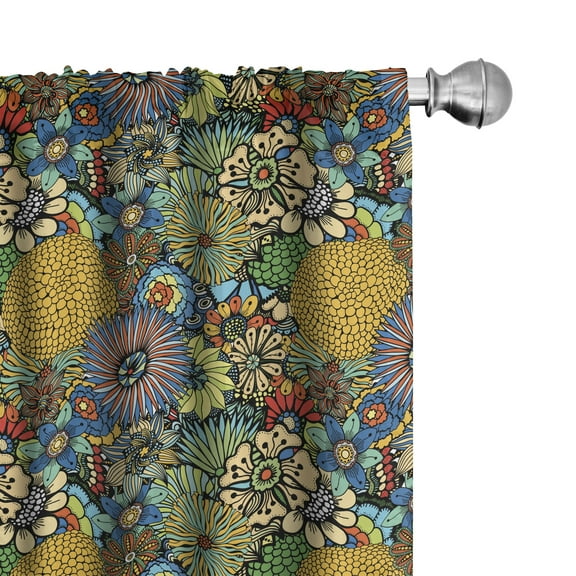 Ambesonne Garden Curtains, Whimsical Florist Doodle, Pair of 28"x63", Multicolor