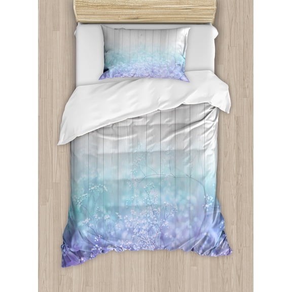 Ambesonne Garden Duvet Cover Sets, Abstract Dreamy Petals, 2-Twin, Lavender Blue