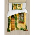thumbnail image 1 of Ambesonne Garden Duvet Cover Sets, Plants and House Door, 2-Twin, Pale Orange Fern Green, 1 of 4