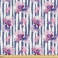 thumbnail image 1 of Ambesonne Garden Fabric by the Yard Upholstery, Flowers Vintage Pattern Art, 10 Yards, Purpleblue and Soft Pink, 1 of 1