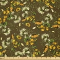 thumbnail image 1 of Ambesonne Garden Fabric by the Yard Microfiber, Orchid Illustration Print, 10 Yards, Dark Cocoa Mustard, 1 of 2
