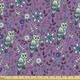 thumbnail image 1 of Ambesonne Garden Fabric by the Yard Upholstery, Bluish Owls Along Flowers, 5 Yards, Multicolor, 1 of 5