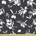 thumbnail image 1 of Ambesonne Garden Fabric by the Yard Upholstery, Olive Branch Silhouettes, 1 Yard, Dark Blue Grey and White, 1 of 5