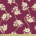 thumbnail image 1 of Ambesonne Garden Fabric by the Yard Upholstery, Ribbons with Flowers Plot, 2 Yards, Raspberry Pale Yellow, 1 of 5